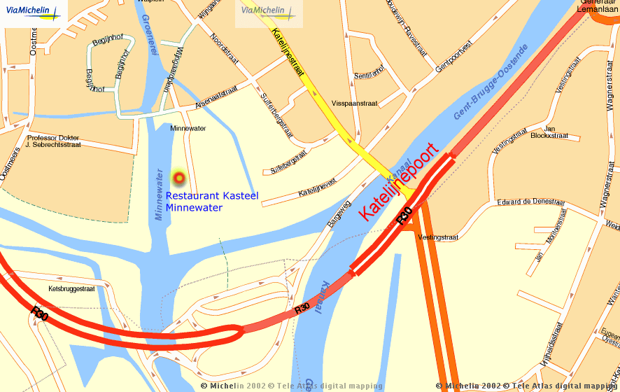 Location of Restaurants Bruges Kasteel Minnewater,chateau restaurant with a covered and an open terrace with a superb view on the lake of love, Restaurants Brugge,location of the restaurant